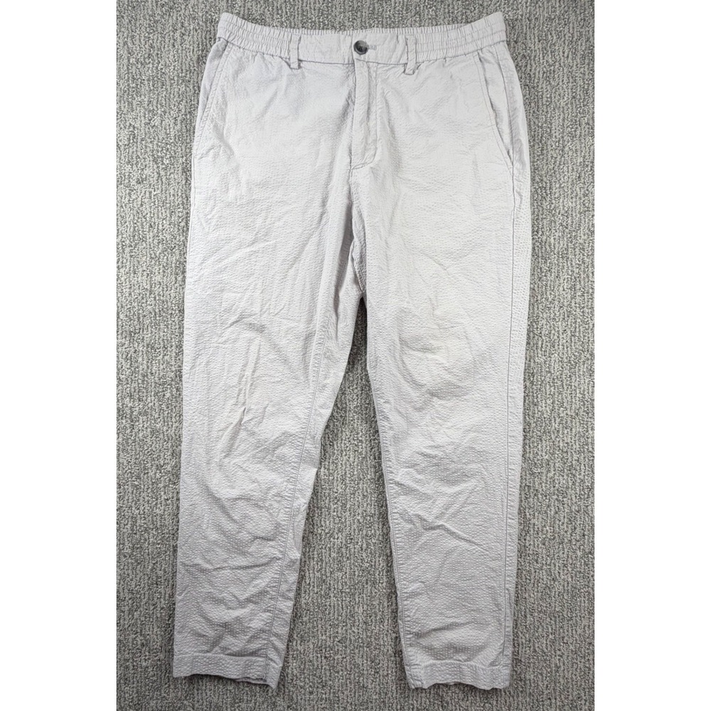 Banana Republic Pants Mens 33x32(28.5) Gray Seersucker Athletic Fit Drawstring